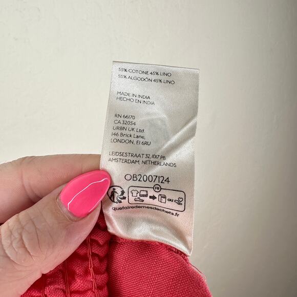 NWT by Anthropologie Linen Double Waistband Coral Contrast Stitch Shorts XL - Picture 15 of 15